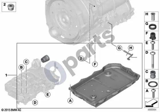BMW X4 G02 GA8HP75Z pavarų perjungimo velenas – schema