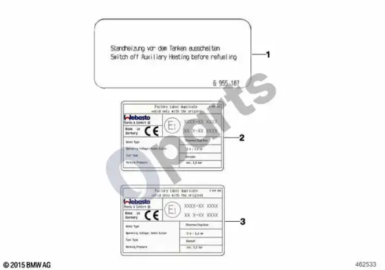 BMW X4 G02 lipdukai, nepriklausomas šildytuvas – schema