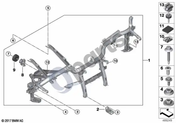BMW X4 G02 prietaisų skydelio laikiklis – schema
