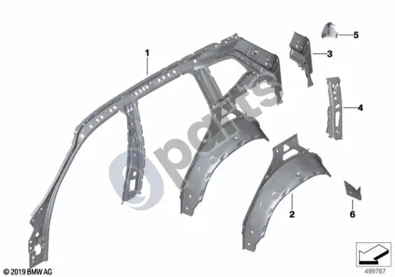 BMW X4 G02 šoninis rėmas, vidinis – schema