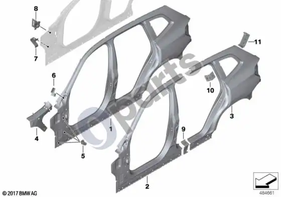 BMW X4 G02 šoninis rėmas – schema