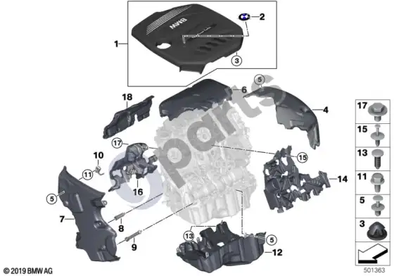 BMW X4 G02 variklio akustika – schema