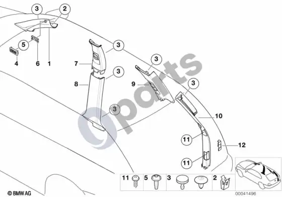 BMW X5 E53 A- / B- / C- / D- statramsčio apdailos skydelis – schema