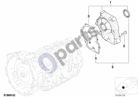 BMW X5 E53 A5S360R/390R išėjimas - 4 ratų pavara; 2003.10 - ... – schema
