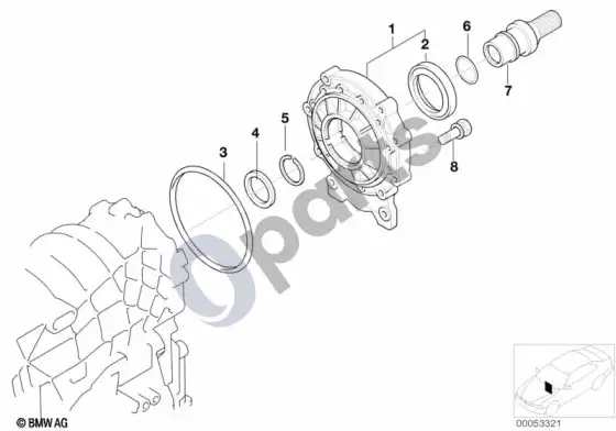 BMW X5 E53 A5S440Z išėjimas - 4 ratų pavara – schema
