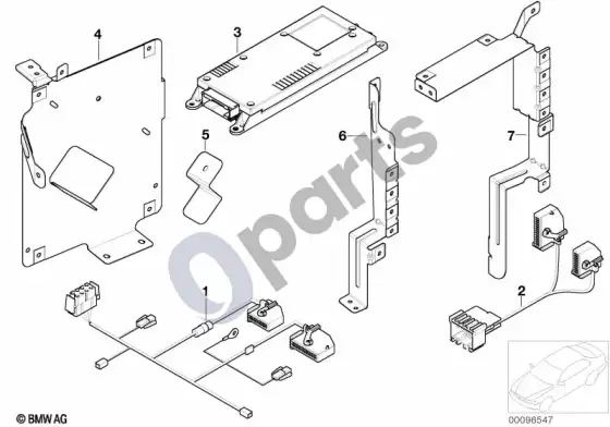 BMW X5 E53 atskiros dalys cordless, bagažinės skyrius – schema
