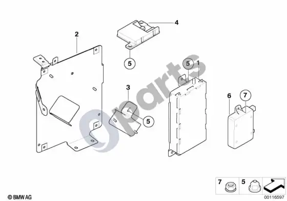 BMW X5 E53 atskiros dalys, SA 644, bagažinė – schema