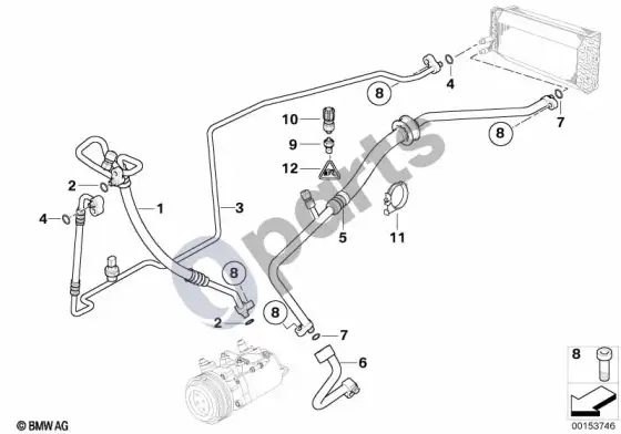 BMW X5 E53 aušinimo skysčio vamzdynai – schema