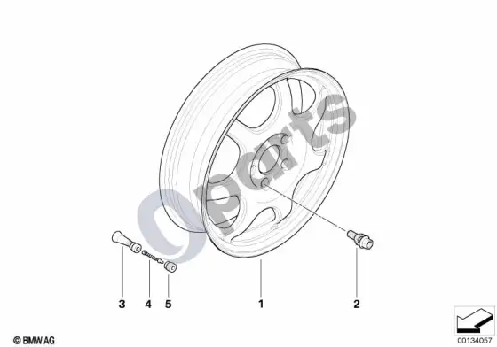 BMW X5 E53 avarinis ratas, lengvojo lydinio – schema