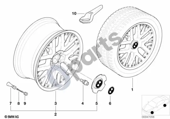 BMW X5 E53 BMW kompozitinis ratlankis, dvigubi stipinai 75 – schema