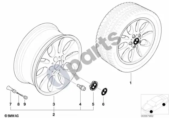 BMW X5 E53 BMW lengvojo lydinio ratlankis, elipsoidinio dizaino 56 – schema