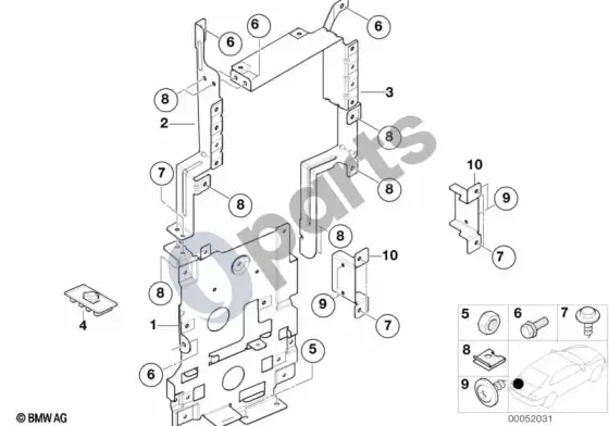 BMW X5 E53 CD keitiklio ttvirtinimo detalės – schema