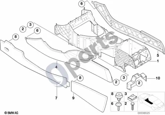 BMW X5 E53 centrinė konsolė – schema