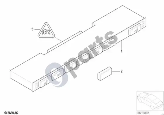 BMW X5 E53 centrinės konsolės jungiklių blokas – schema