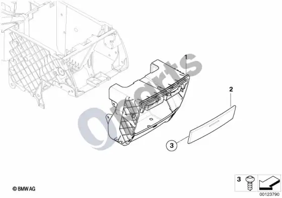 BMW X5 E53 galinio gėrimų laikiklio papildomas įrengimas – schema