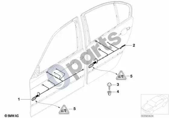 BMW X5 E53 durų laidų pynė – schema