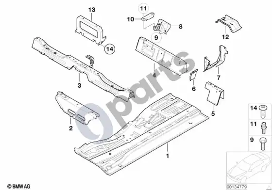 BMW X5 E53 galinės salono grindų dalys – schema
