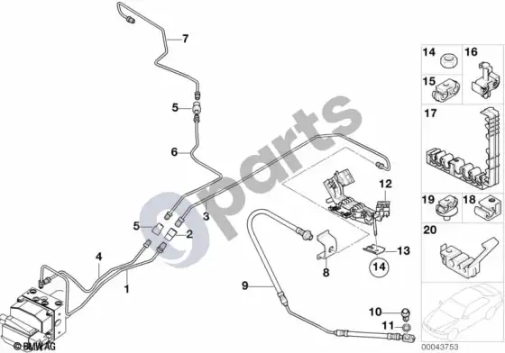 BMW X5 E53 galinis stabdžių vamzdelis DSC – schema