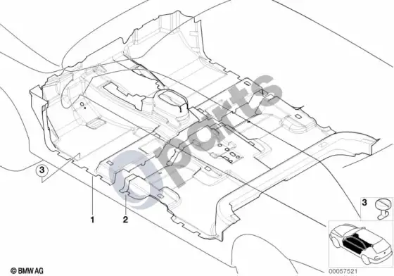 BMW X5 E53 grindų danga – schema