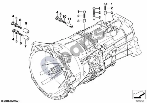 BMW X5 E53 GS5-39DZ AWD, vidinės pavarų perjungimo dalys – schema