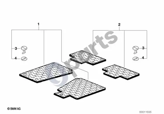BMW X5 E53 guminis kilimėlis – schema