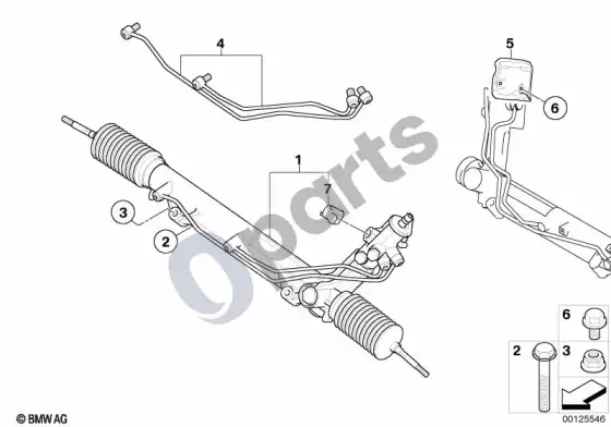 BMW X5 E53 hidraulinė vairo pavara – schema
