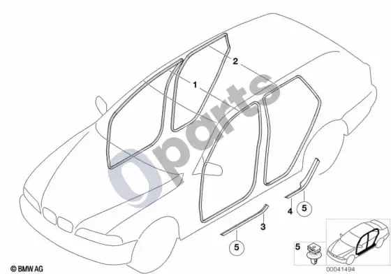 BMW X5 E53 įlipimo angos apdaila – schema