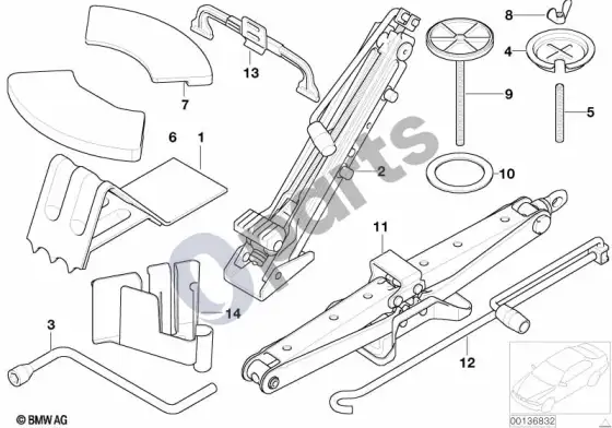 BMW X5 E53 įrankių komplektas/domkratas – schema