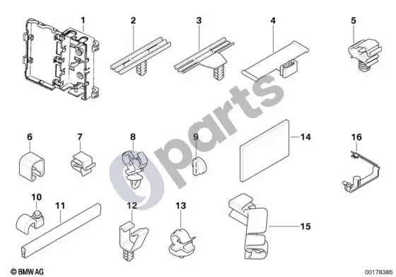 BMW X5 E53 įvairūs kabelių laikikliai – schema