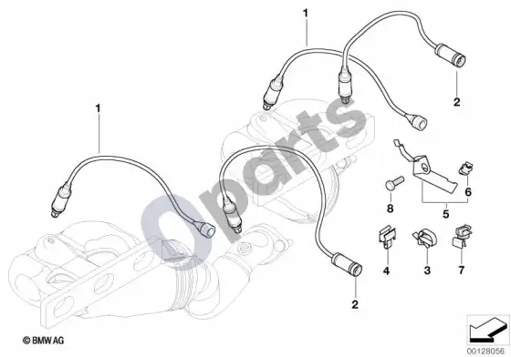 BMW X5 E53 lambda zondo tvirtinimo detalės – schema