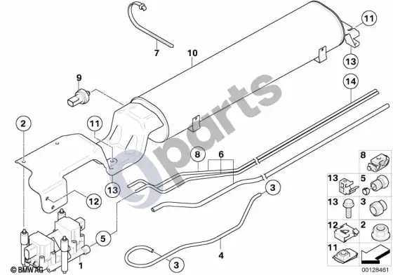BMW X5 E53 lygio reguliavimo įtaisas / slėgio akumuliatorius – schema