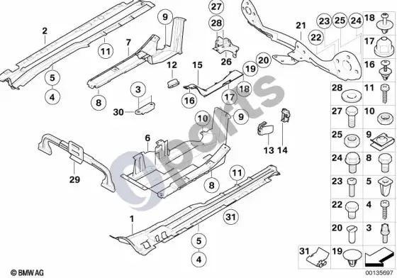 BMW X5 E53 įvairios kėbulo dalys / galinis grindų lakštas – schema