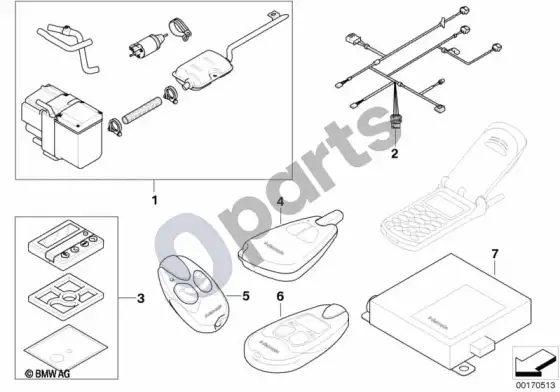 BMW X5 E53 montavimo komplektas, autonominis šildytuvas – schema