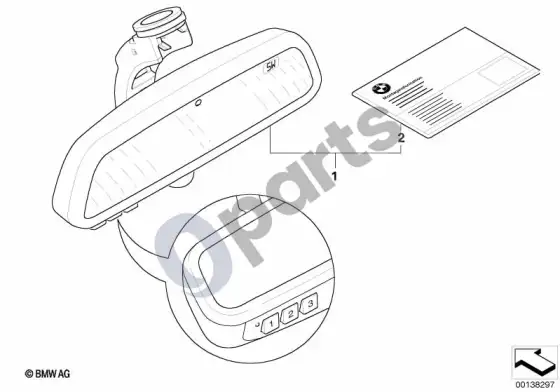 BMW X5 E53 nuotolinis valdymas / kompasas, salono veidrodėlis – schema