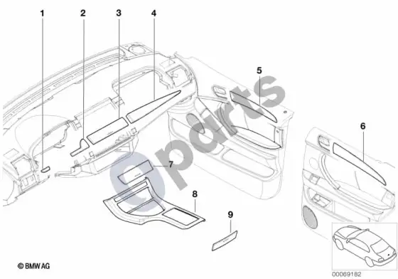 BMW X5 E53 papildomas įrengimas, titan-line interjeras – schema