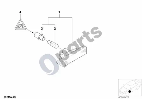 BMW X5 E53 papildomas posūkio rodiklio žibintas – schema
