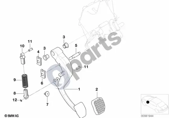 BMW X5 E53 pedalų laikiklis / sankabos pedalas – schema