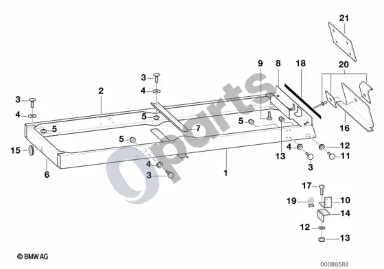 BMW X5 E53 priekaba, atskiros dalys, krovimo rampos niša – schema