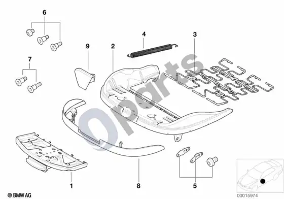BMW X5 E53 priekinė sėdynė, sėdynės rėmas – schema
