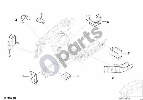 BMW X5 E53 priekinis kėbulo laikiklis, dešinys – schema