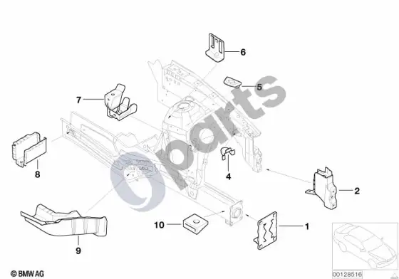 BMW X5 E53 priekinis kėbulo laikiklis, kairys – schema