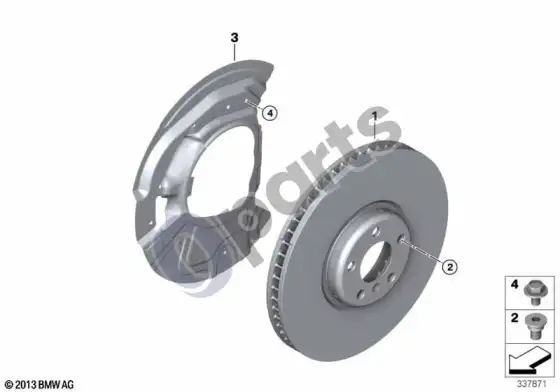 BMW X5 E53 priekinis stabdys / stabdžių diskas – schema