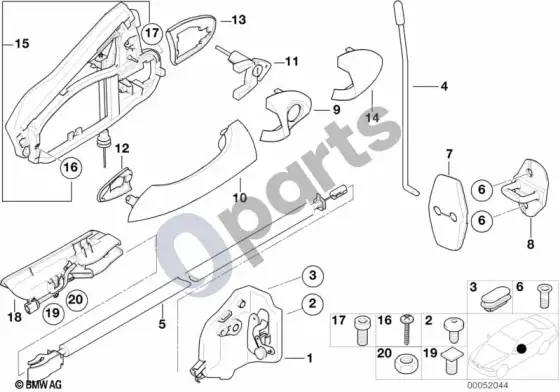 BMW X5 E53 priekinių durų valdymas / durų užraktas – schema
