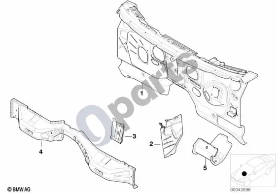 BMW X5 E53 purslų sienelės dalys – schema