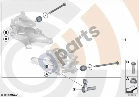 BMW X5 E53 remonto komplektas, rutulinis lankstas – schema