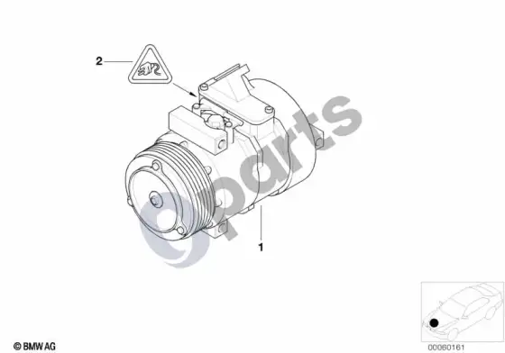 BMW X5 E53 RP oro kondicionieriaus kompresorius – schema