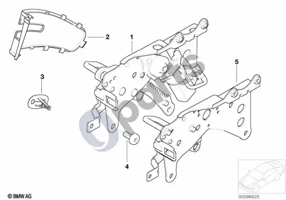 BMW X5 E53 galinė sėdynė, atlošo fiksavimas – schema