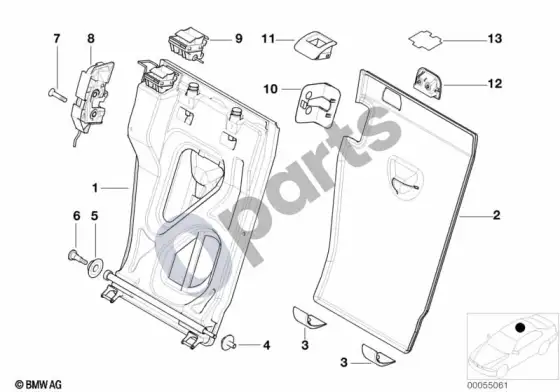 BMW X5 E53 galinė sėdynė, sėdynės rėmas, dešinė – schema