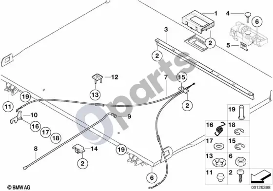 BMW X5 E53 atskiros dalys, ištraukiamos bagažinės grindys – schema