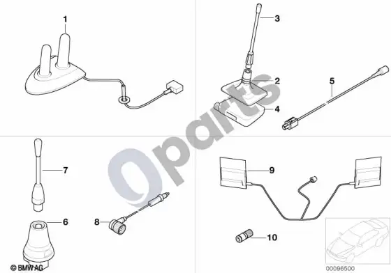 BMW X5 E53 atskiros dalys, v serijos telefono antena – schema